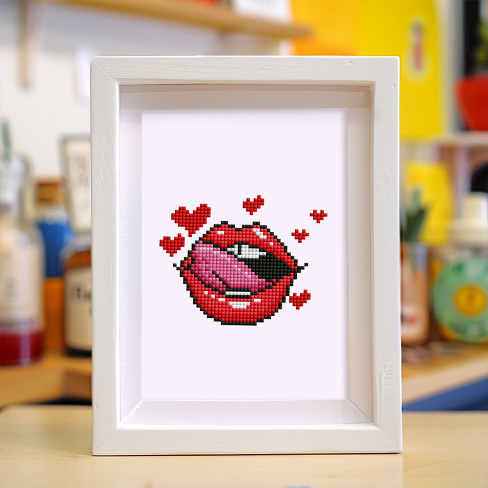 Mini Diamond Painting 6"x8" (2 pieces) - Red Lips and Berry Cake