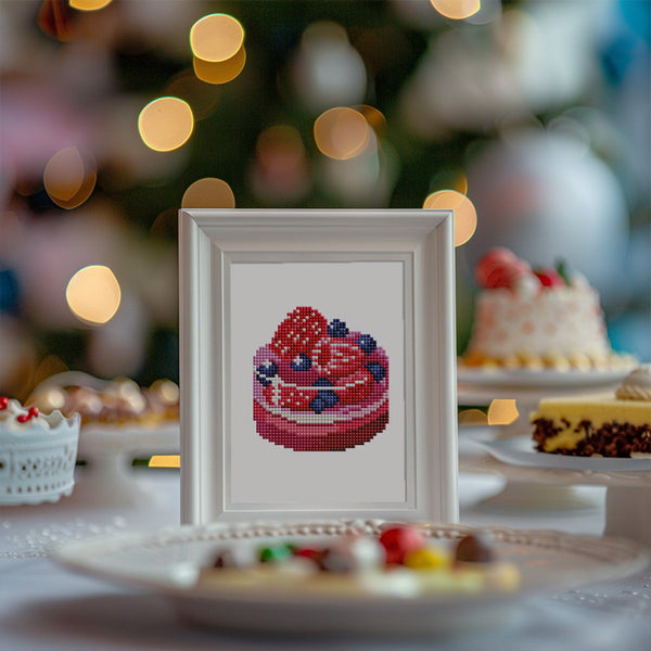 Mini Diamond Painting 6"x8" (2 pieces) - Red Lips and Berry Cake