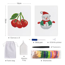 Load image into Gallery viewer, Mini Diamond Painting 6&quot;x8&quot; (2 pieces) - Cherries and Snowman