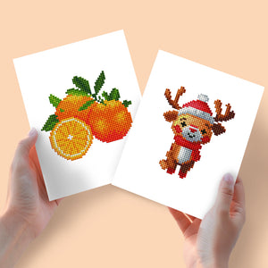 Mini Diamond Painting 6"x8" (2 pieces) - Citrus and Reindeer