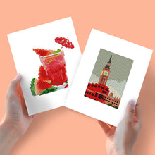 Load image into Gallery viewer, Mini Diamond Painting 6&quot;x8&quot; (2 pieces) - Drinks and Double-Deckers