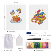 Load image into Gallery viewer, Mini Diamond Painting 6&quot;x8&quot; (2 pieces) - Boxes and Balloons