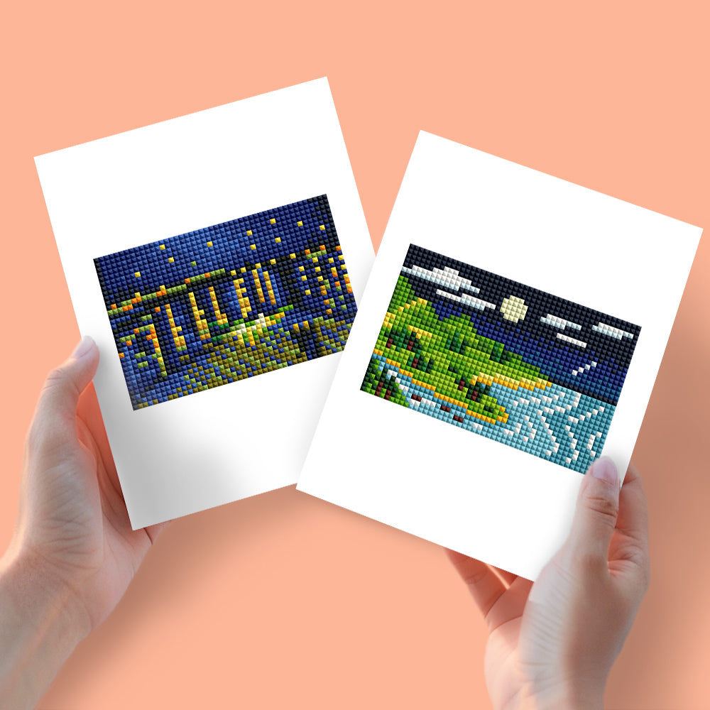 Mini Diamond Painting 6"x8" (2 pieces) - Day and Night Landscapes