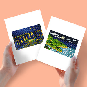 Mini Diamond Painting 6"x8" (2 pieces) - Day and Night Landscapes