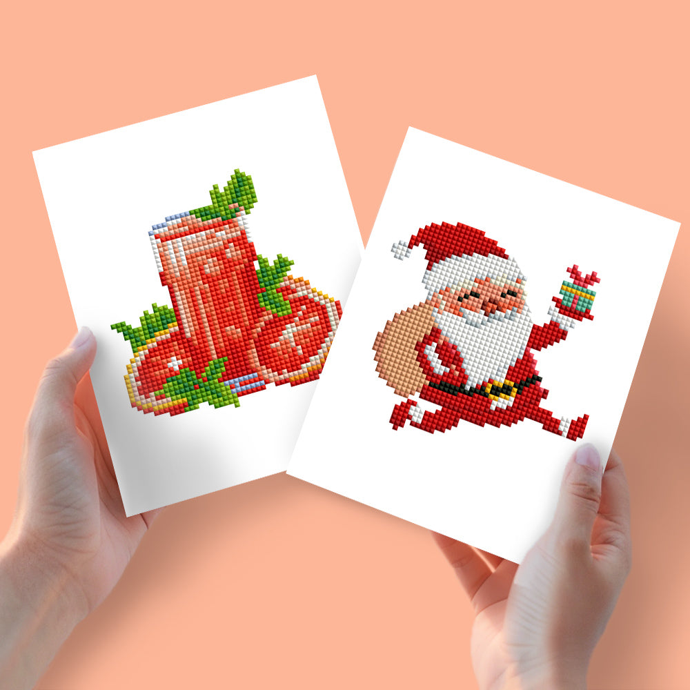 Mini Diamond Painting 6"x8" (2 pieces) - Tomato Juice and Santa