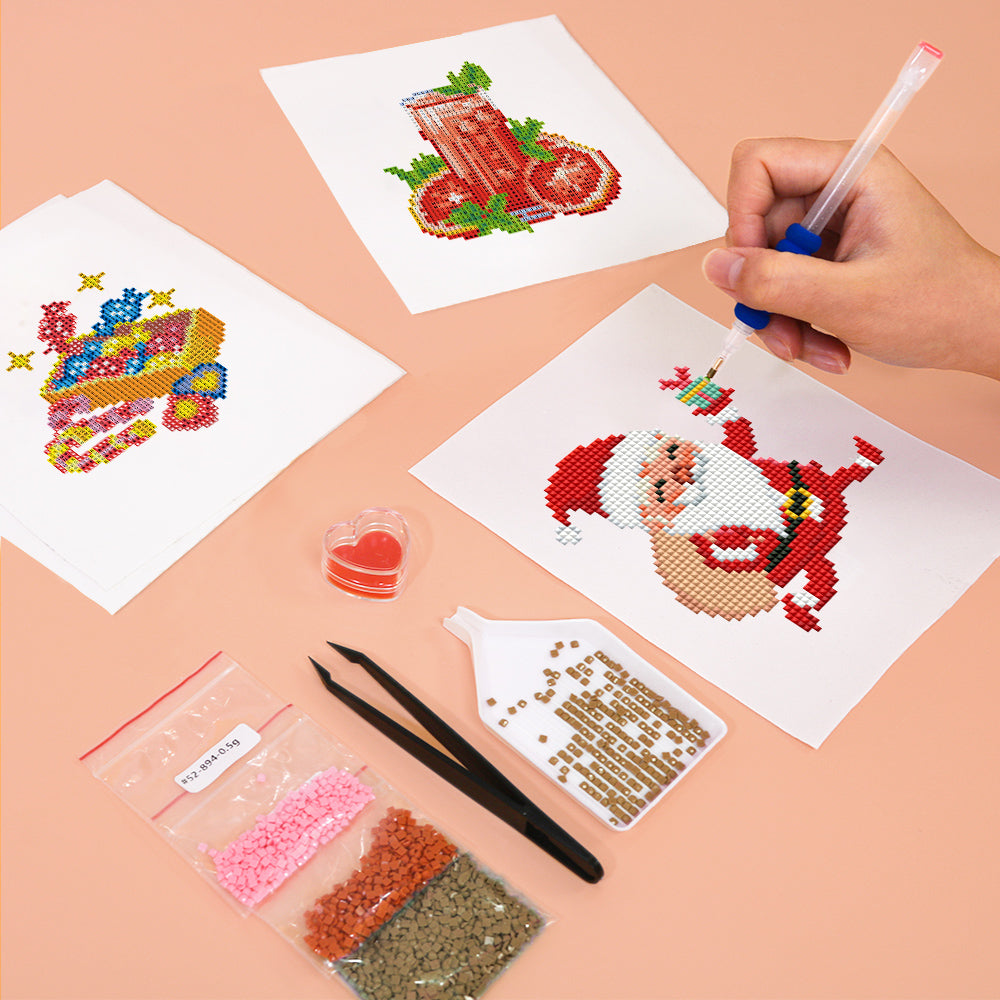 Mini Diamond Painting 6"x8" (2 pieces) - Tomato Juice and Santa