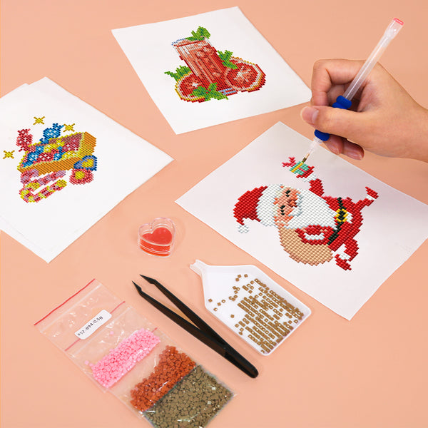Mini Diamond Painting 6"x8" (2 pieces) - Tomato Juice and Santa
