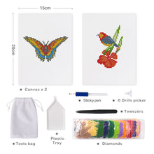 Load image into Gallery viewer, Mini Diamond Painting 6&quot;x8&quot; (2 pieces) -Butterfly and Bird