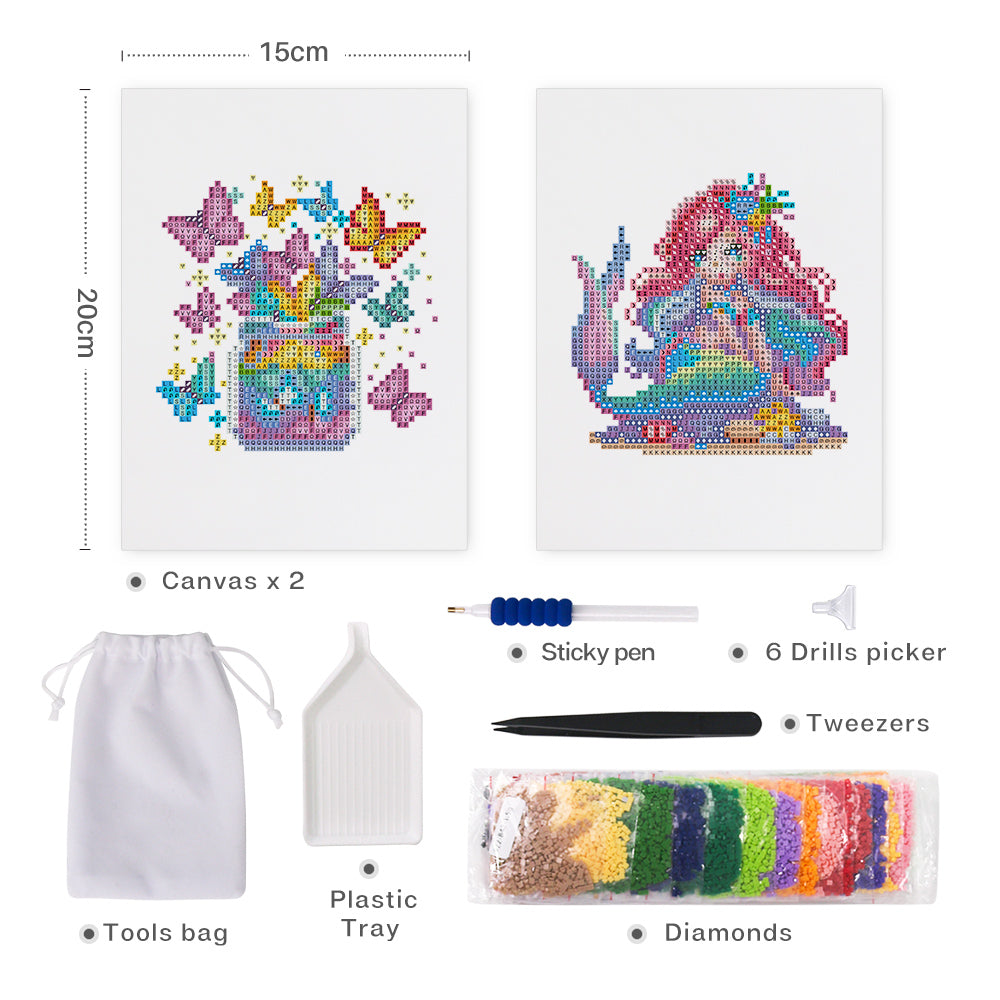 Mini Diamond Painting 6"x8" (2 pieces) - Mermaid's Fantasy Art