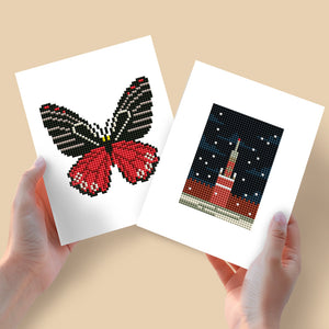 Mini Diamond Painting 6"x8" (2 pieces) - Butterfly Meets Tower