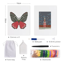 Load image into Gallery viewer, Mini Diamond Painting 6&quot;x8&quot; (2 pieces) - Butterfly Meets Tower