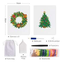 Load image into Gallery viewer, Mini Diamond Painting 6&quot;x8&quot; (2 pieces) - Holiday Wreath and Tree Art