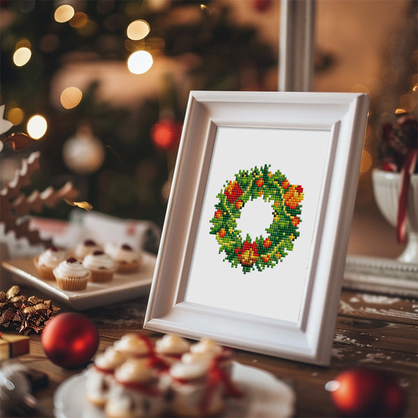 Mini Diamond Painting 6"x8" (2 pieces) - Holiday Wreath and Tree Art