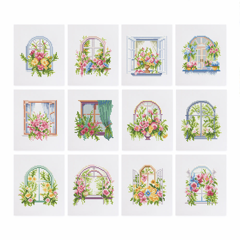 Mini Diamond Painting 3"x5" (12 pieces) - Blooming Floral