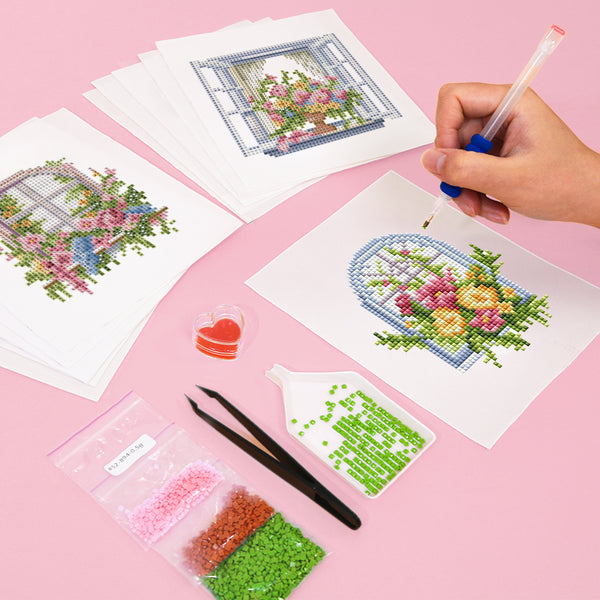 Mini Diamond Painting 3"x5" (12 pieces) - Blooming Floral