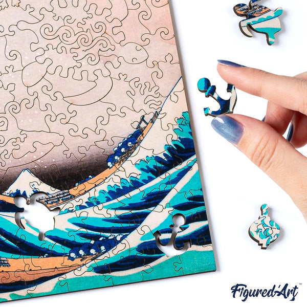 Wooden Puzzle - The Great Wave off Kanagawa by Hokusa