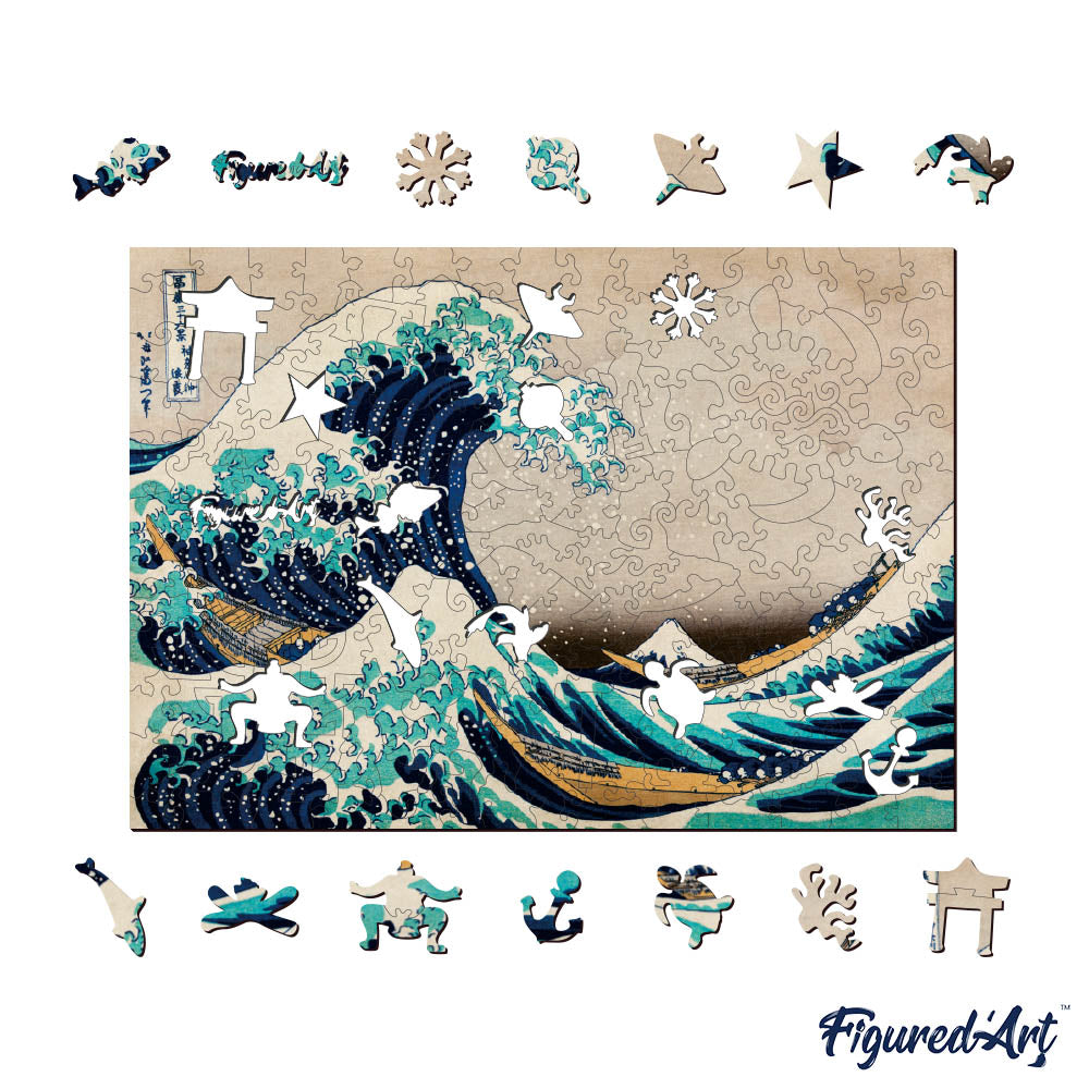 Wooden Puzzle - The Great Wave off Kanagawa by Hokusa