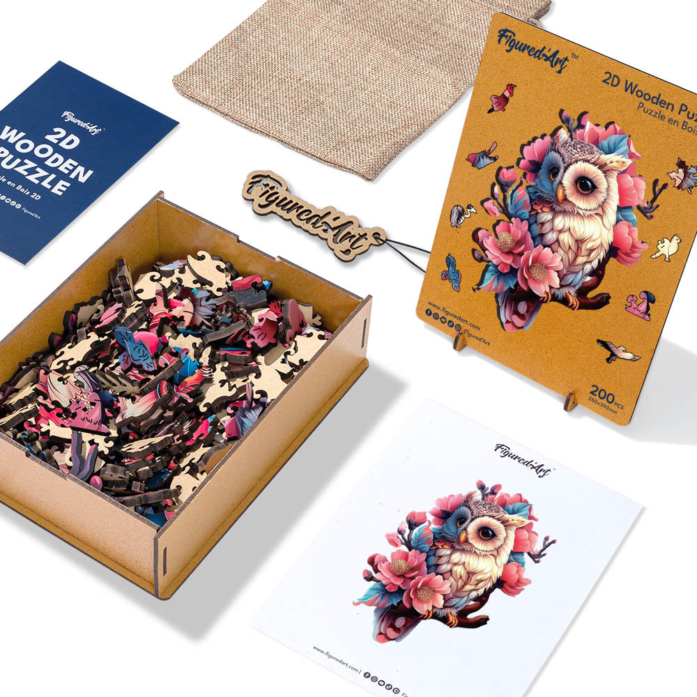 Wooden Puzzle - Floral Owl