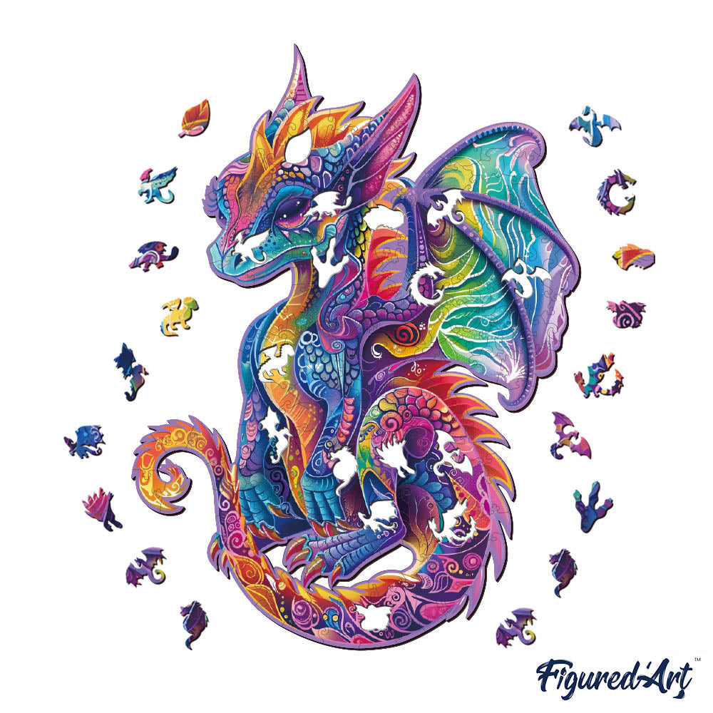 Wooden Puzzle - Vibrant Dragon