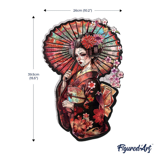 Wooden Puzzle - Geisha with Parasol
