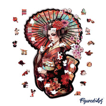 Load image into Gallery viewer, Wooden Puzzle - Geisha with Parasol