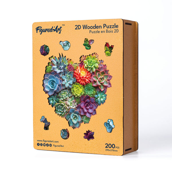 Wooden Puzzle - Succulent Heart
