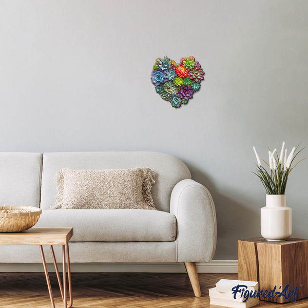 Wooden Puzzle - Succulent Heart