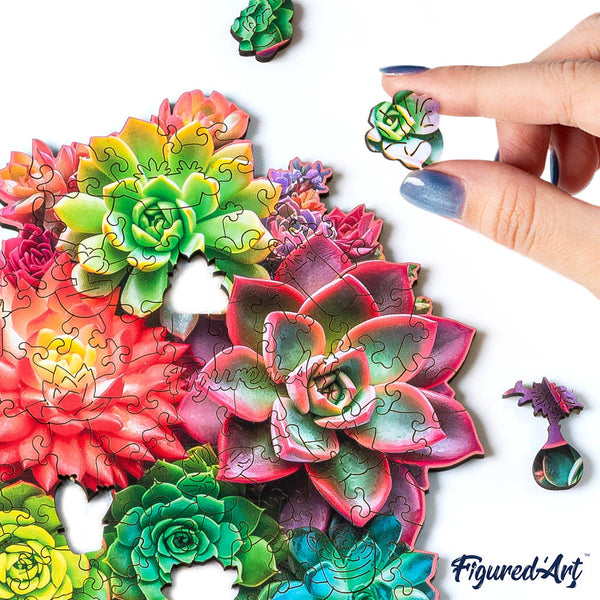 Wooden Puzzle - Succulent Heart