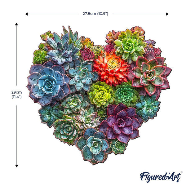 Wooden Puzzle - Succulent Heart