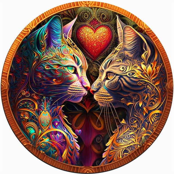 Wooden Puzzle - Colorful Cat Lovers