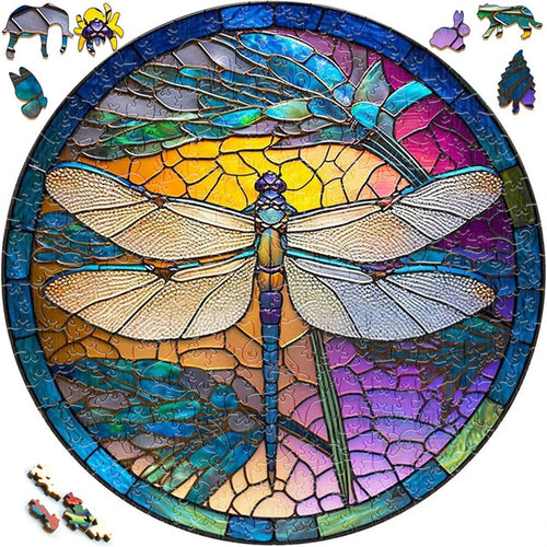 Wooden Puzzle - Dragonfly Mosaic