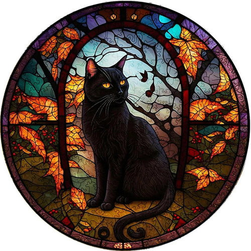 Wooden Puzzle - Majestic Midnight Cat