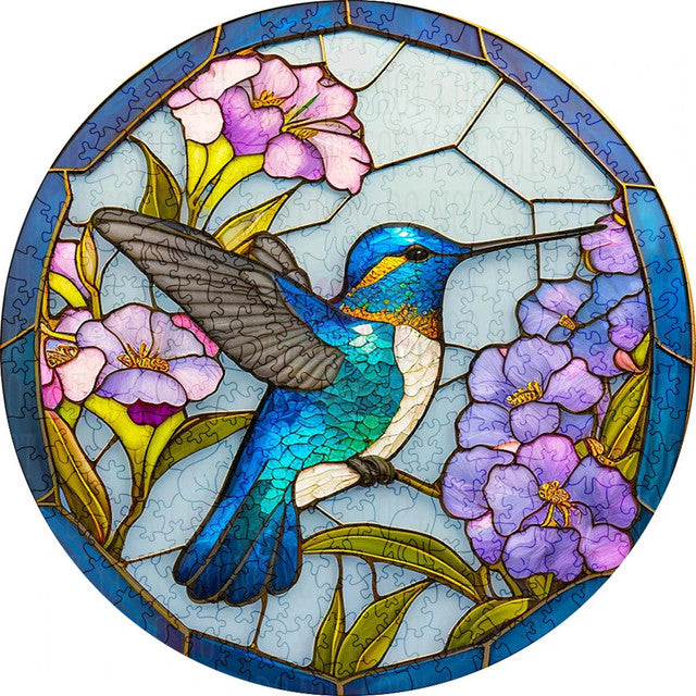 Wooden Puzzle - Blue Hummingbird