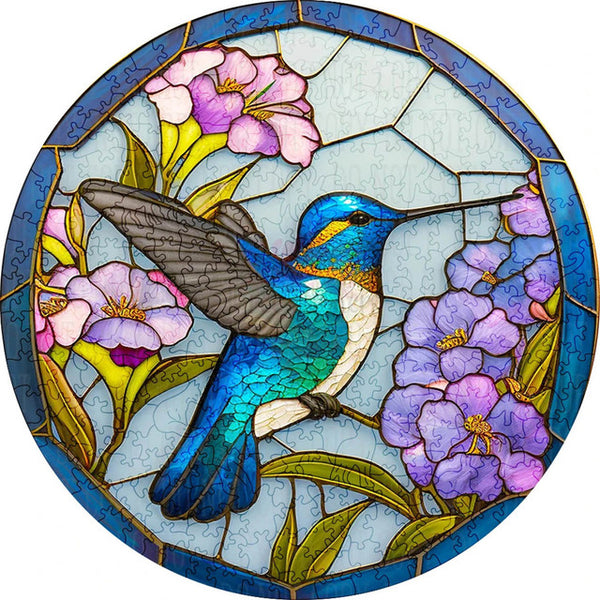 Wooden Puzzle - Blue Hummingbird