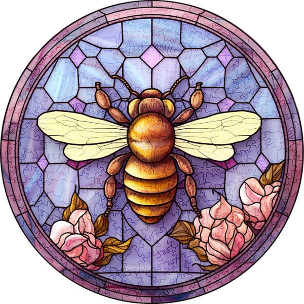 Wooden Puzzle - Golden Bee on Purple