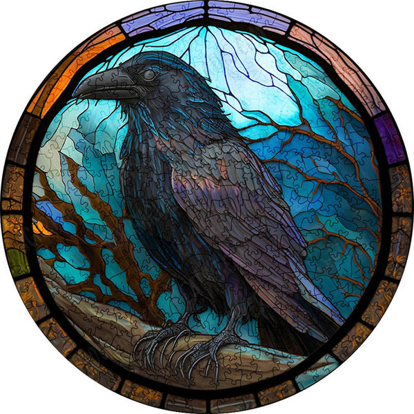 Wooden Puzzle - Crow at Night