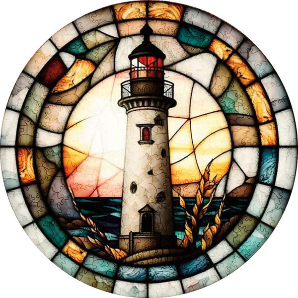 Wooden Puzzle - Lighthouse at Sunrise