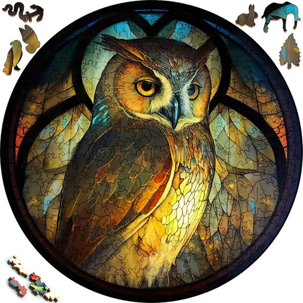 Wooden Puzzle - Dramatic Owl