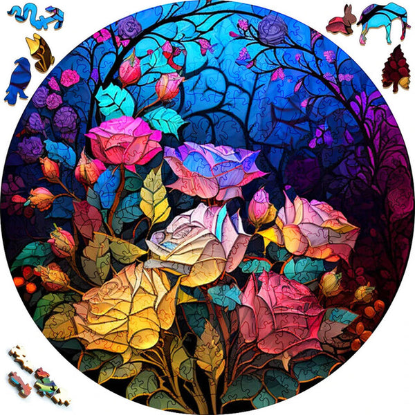 Wooden Puzzle - Evening Roses