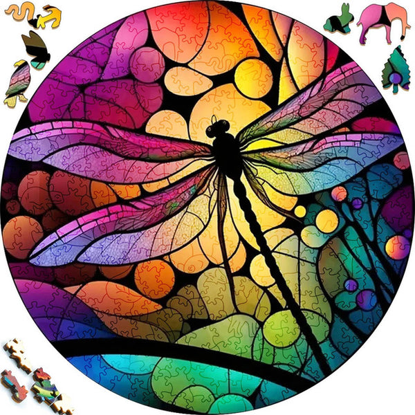 Wooden Puzzle - Rainbow Dragonfly