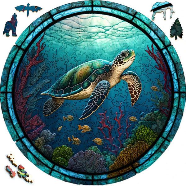 Wooden Puzzle - Swimming Turtle