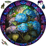 Wooden Puzzle - Blue Hydrangeas