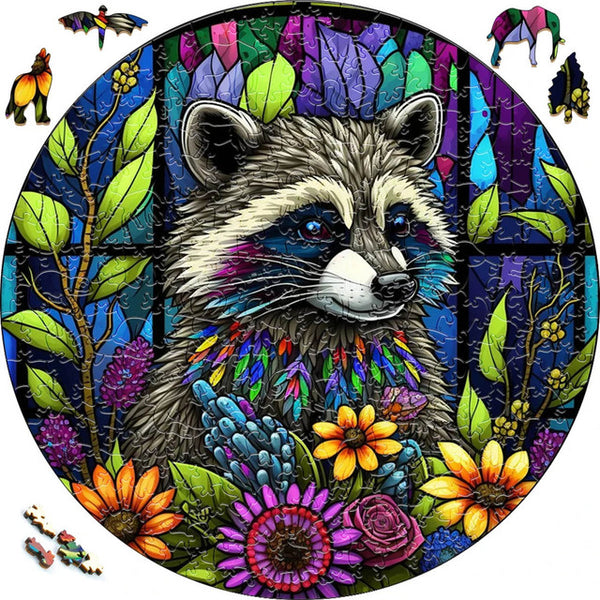 Wooden Puzzle - Raccoon in Nature