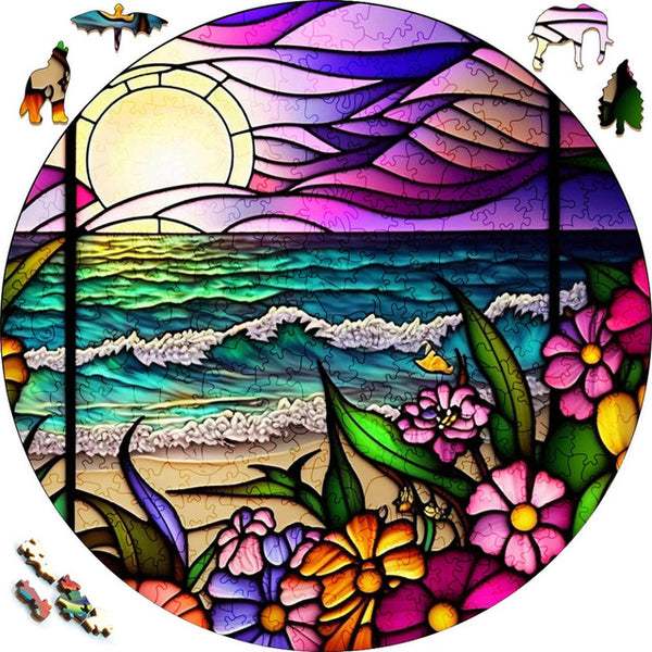 Wooden Puzzle - Beach Flowers