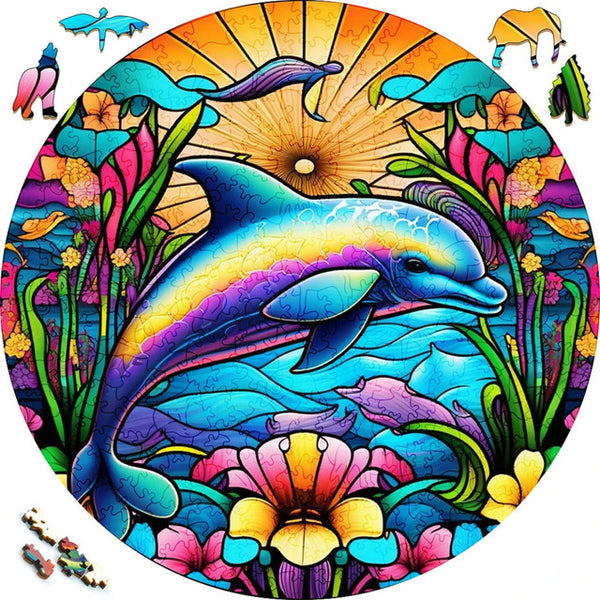 Wooden Puzzle - Rainbow Dolphin