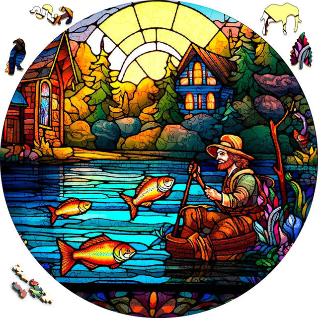Wooden Puzzle - Village Fisherman