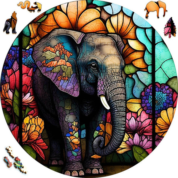 Wooden Puzzle - Colorful Elephant