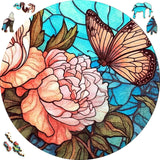 Wooden Puzzle - Butterfly and Hydrangeas