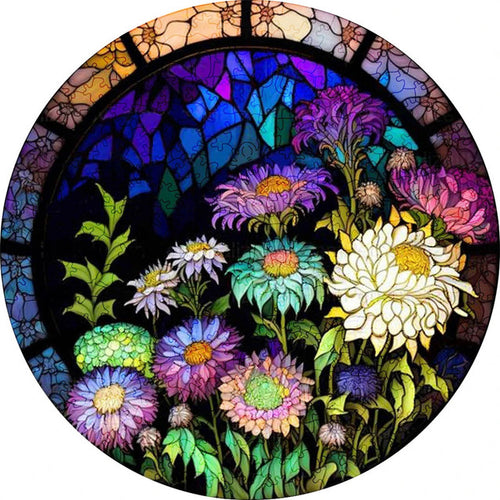 Wooden Puzzle - Colorful Hydrangeas