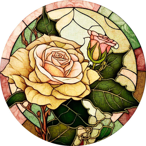 Wooden Puzzle - Light Yellow Rose